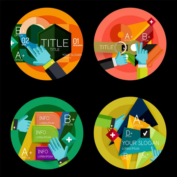 Set di design piatto cerchio opzione infografica concetti — Vettoriale Stock