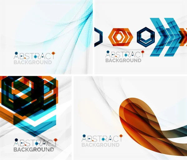 Set of abstract geometric backgrounds. Waves, triangles, lines — Stock Vector