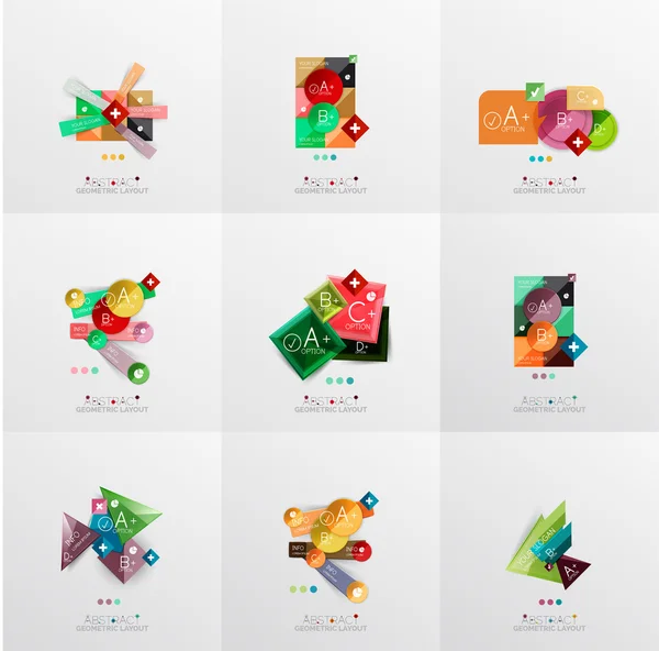 Conjunto de diseños gráficos en papel — Vector de stock