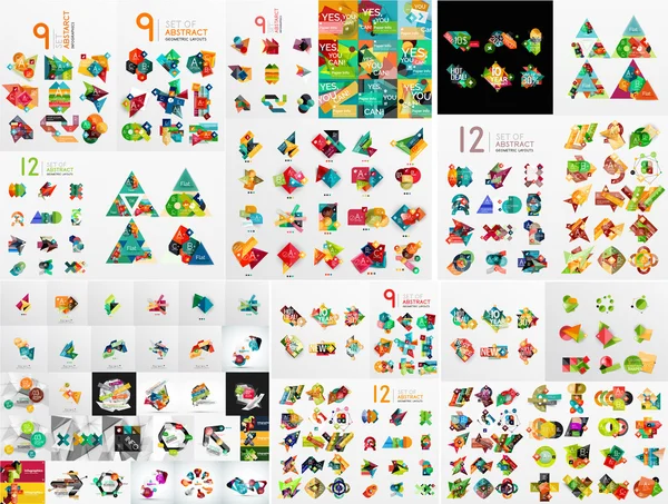 Super mega set di layout grafici astratti geometrici in carta — Vettoriale Stock