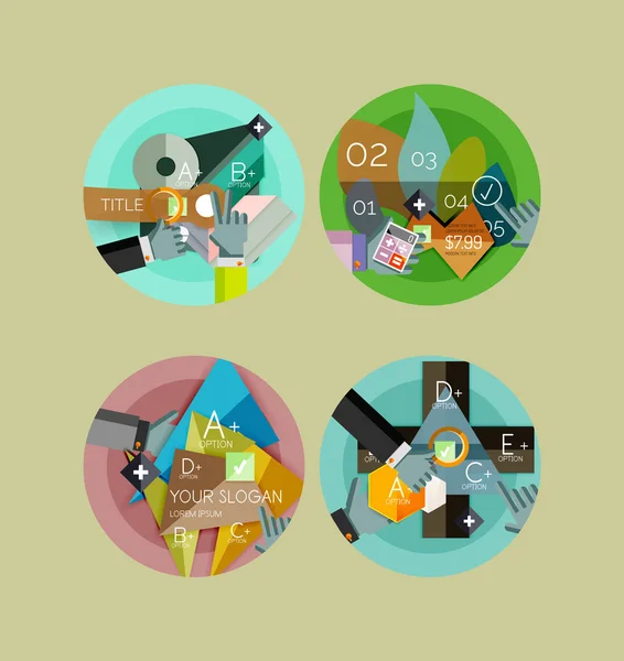 Set di icone infografiche a cerchio piatto — Vettoriale Stock