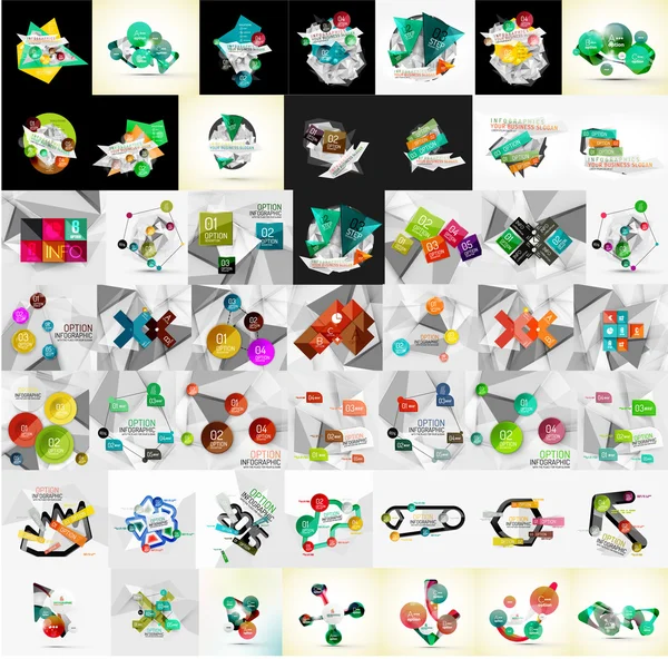 Super mega set of abstract geometric paper graphic layouts — Stock Vector