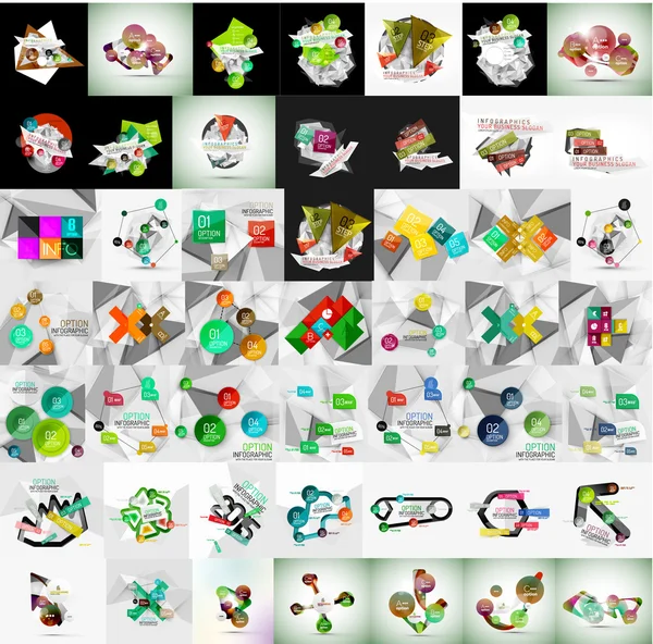 Super mega set abstracte geometrische papier grafische indelingen — Stockvector