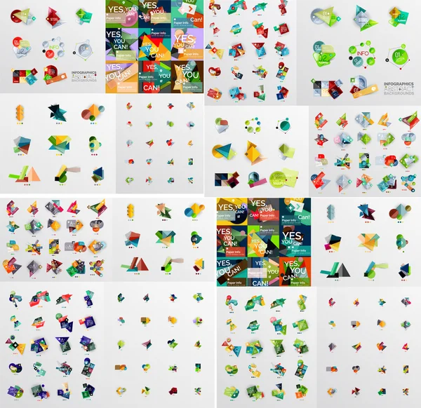Super-Mega-Set abstrakter geometrischer Papiergrafiken — Stockvektor