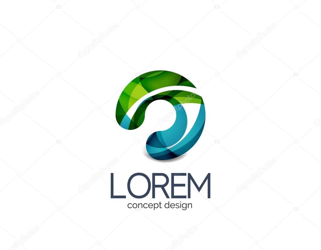 Circle business logo, target, location concept. Made of color flowing overlapping shapes