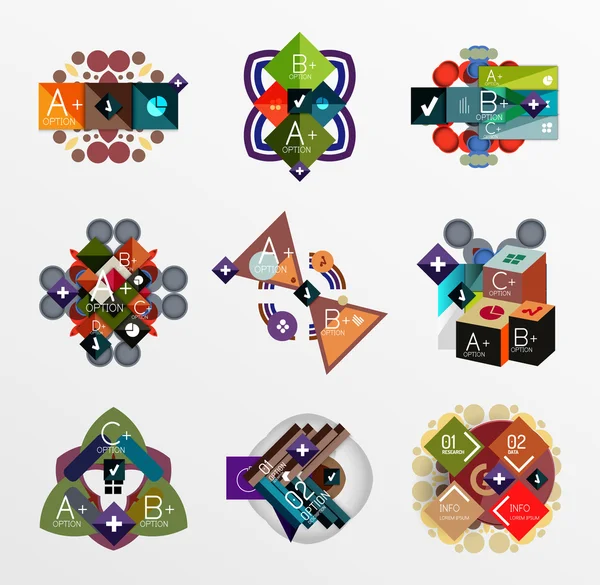 Set of abstract geometric shapes with options — Stock Vector