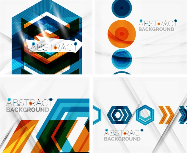 Set of abstract geometric backgrounds. Waves, triangles, lines — Stock Vector