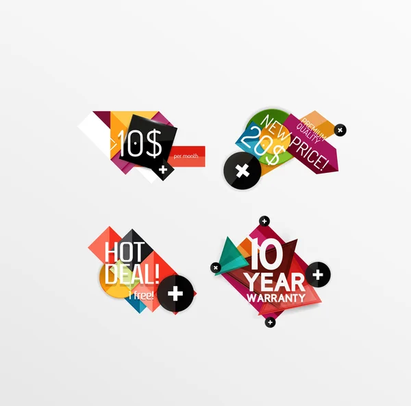 Set etiketten, stickers, banners, insignes en elementen te koop — Stockvector