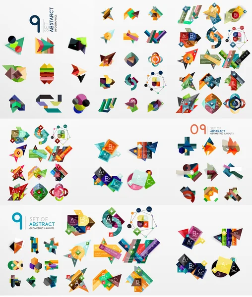 Conjunto de elementos abstractos de papel, plantillas de infografía, presentación, banners — Vector de stock