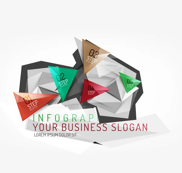 Modern polygonal origami paper infographics — Stock Vector