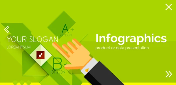 Infografisches flaches Design Banner mit Händen — Stockvektor