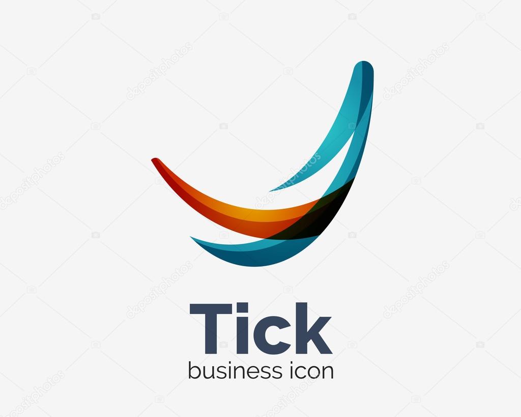Modern tick abstract wave logo design, business icon. Geometric emblem