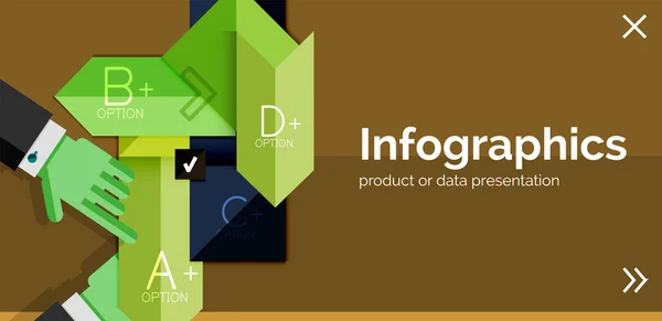 Banner de design plano infográfico com mãos — Vetor de Stock