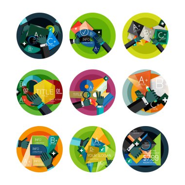 Düz tasarım daire seçeneği infographics kavramları kümesi