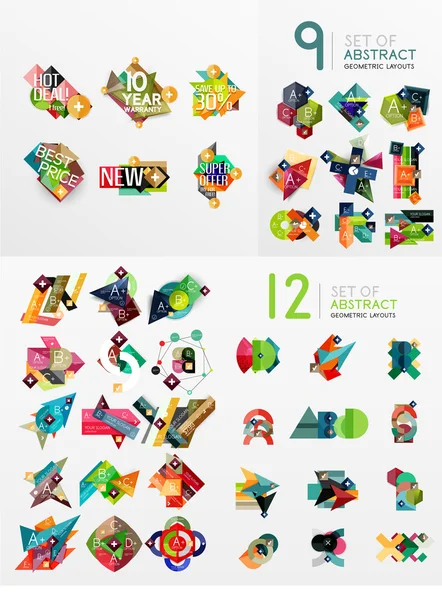 Colorful abstract geometric layouts, mega collection — Stock Vector