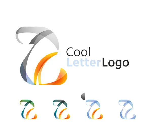 Set of abstract Z letter company logos. Business icons, overlapping flowing waves — Stock Vector