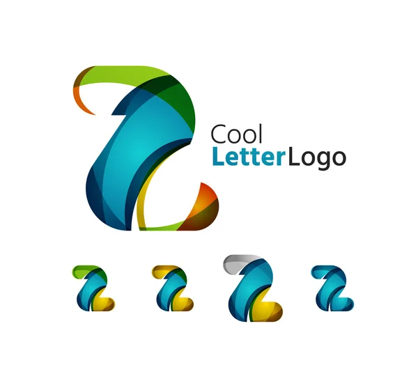 Soyut Z harfi şirket logoları ayarlayın. Akan dalgalar örtüşen iş ikonları/simgeleri, — Stok Vektör