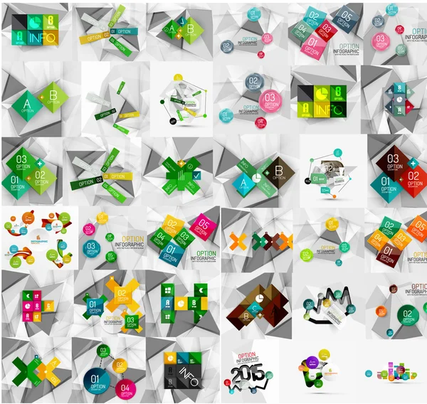 Mega collection of geometric paper style banners — Stock Vector