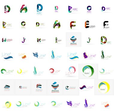 Büyük kurumsal şirketin logosu koleksiyonu. Evrensel simgesi için çeşitli fikirler seti