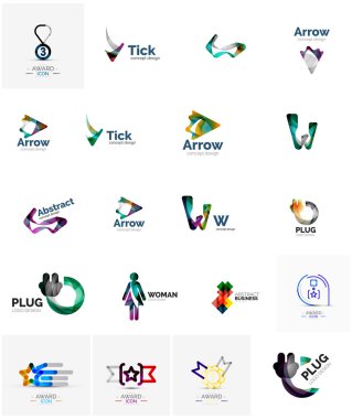 Logo toplama, soyut geometrik iş Icon set