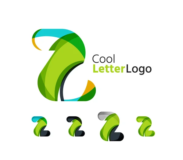 Set of abstract Z letter company logos. Business icons, overlapping flowing waves — Stock Vector