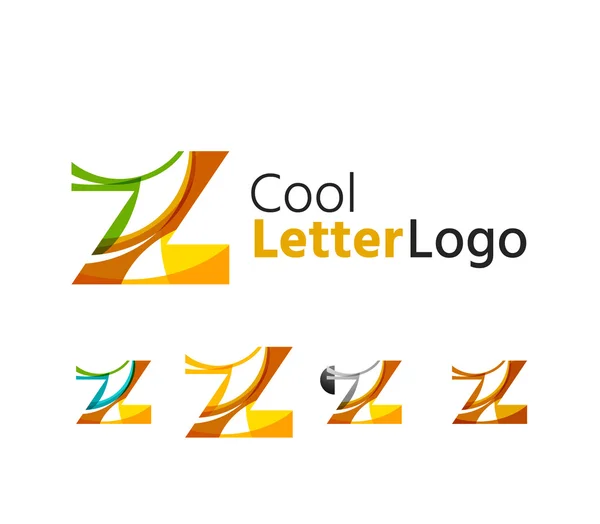 Set of abstract Z letter company logos. Business icons, overlapping flowing waves — Stock Vector