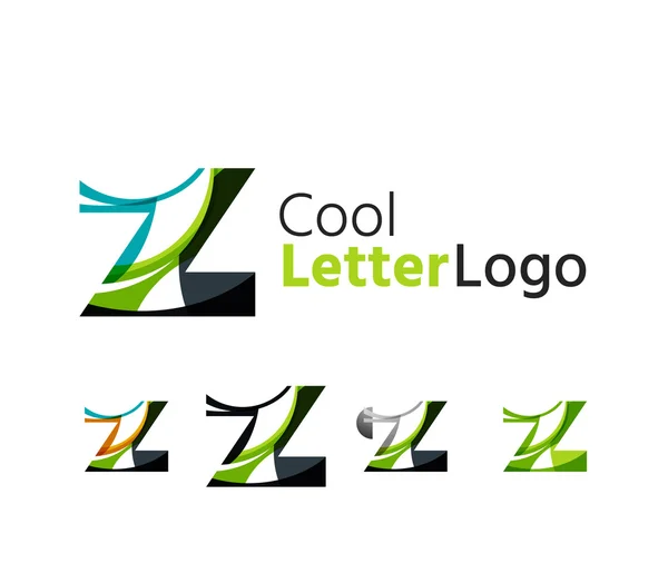 Soyut Z harfi şirket logoları ayarlayın. Akan dalgalar örtüşen iş ikonları/simgeleri, — Stok Vektör