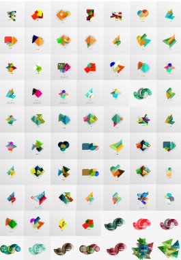 Geometrik afiş, şablonlar, düzenler. Kağıt grafik. Mega toplama