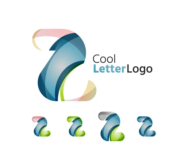 Set of abstract Z letter company logos. Business icons, overlapping flowing waves — Stock Vector