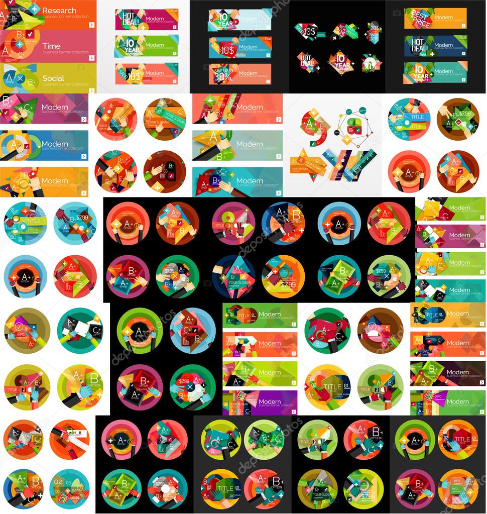 Mega collection of flat web infographics