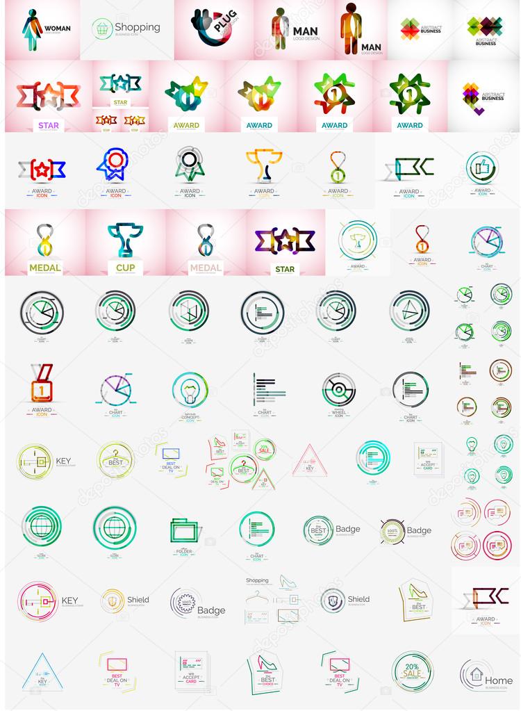 Logo collection, abstract geometric business icon set. Modern design