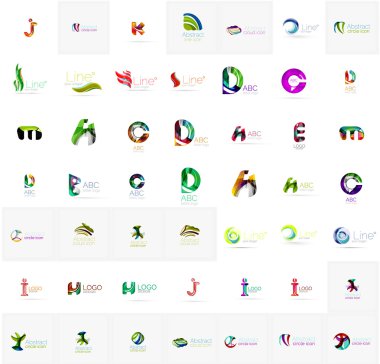 Büyük kurumsal şirketin logosu koleksiyonu. Evrensel simgesi için çeşitli fikirler seti