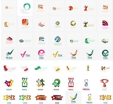 Büyük kurumsal şirketin logosu koleksiyonu. Evrensel simgesi için çeşitli fikirler seti