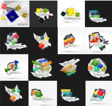 Işık, kağıt tasarım seçeneği Infographic afiş şablonları kümesi