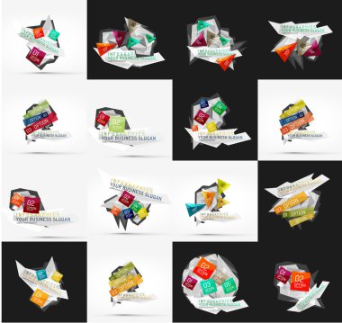 Işık, kağıt tasarım seçeneği Infographic afiş şablonları kümesi