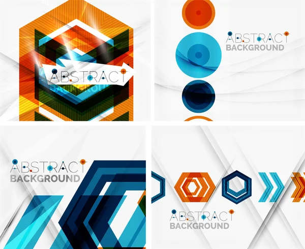 Set of abstract geometric backgrounds. Waves, triangles, lines — Stock Vector
