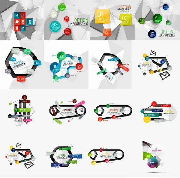Set di modelli di banner infografici per opzioni di design leggero e cartaceo — Vettoriale Stock