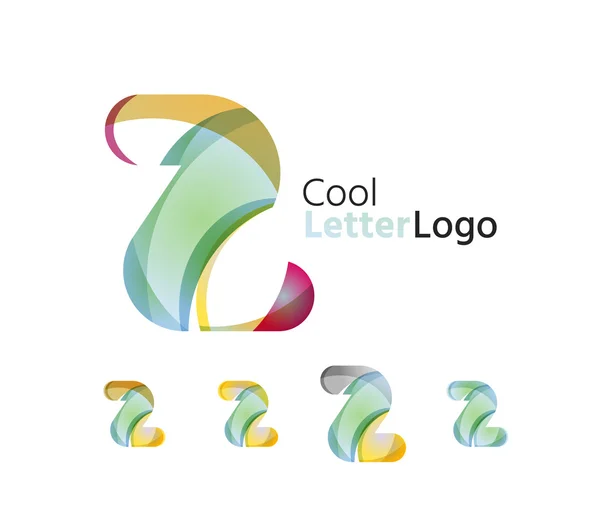 Set of abstract Z letter company logos. Business icons, overlapping flowing waves — Stock Vector