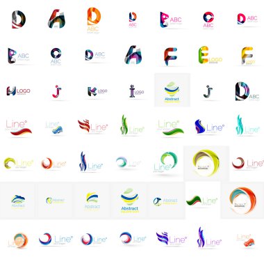 Büyük kurumsal şirketin logosu koleksiyonu. Evrensel simgesi için çeşitli fikirler seti