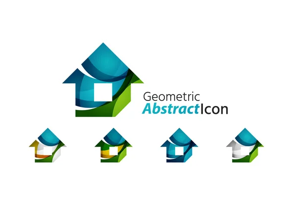 抽象的几何公司徽标回家，房子，建设一套 — 图库矢量图片