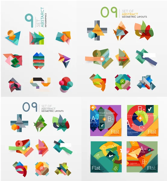 Temlates de diseño geométrico moderno, diagrama universal, banner, opciones de número, diseño de flujo de trabajo, pasos, elementos web — Archivo Imágenes Vectoriales