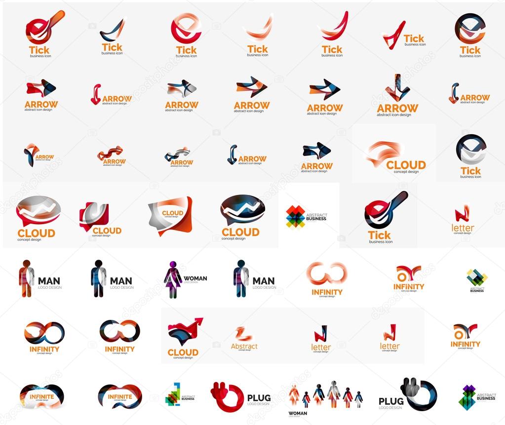Large corporate company logo collection. Universal icon set for various ideas