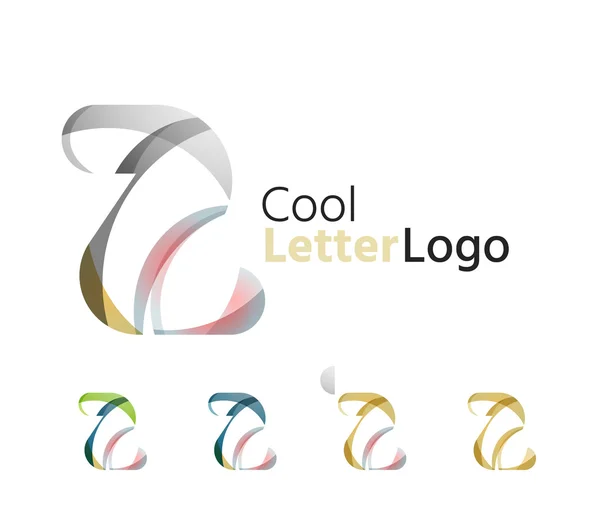 Set of abstract Z letter company logos. Business icons, overlapping flowing waves — Stock Vector