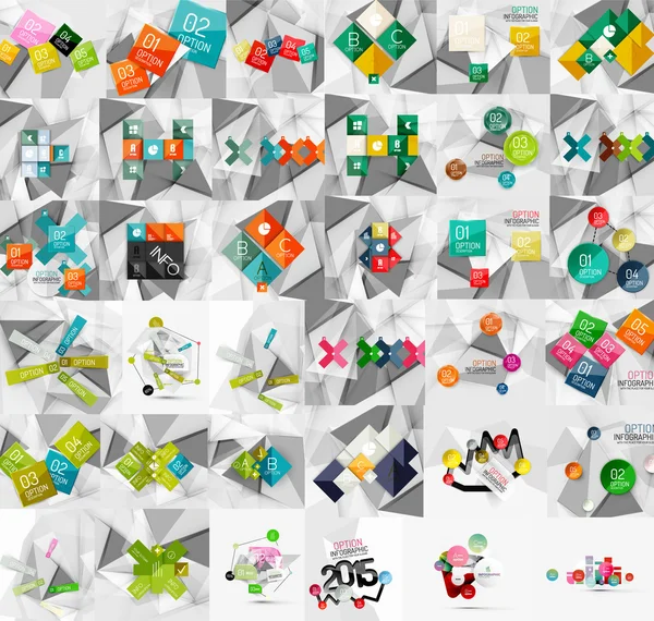 Mega colección de pancartas de estilo de papel geométrico — Vector de stock
