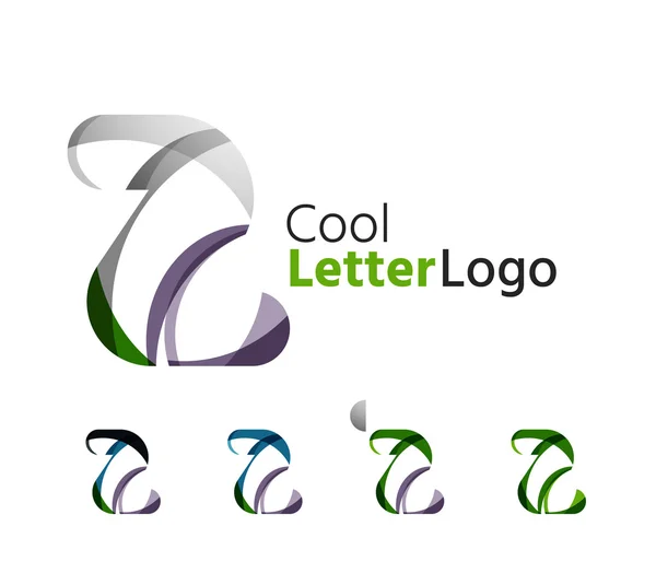 Set of abstract Z letter company logos. Business icons, overlapping flowing waves — Stock Vector