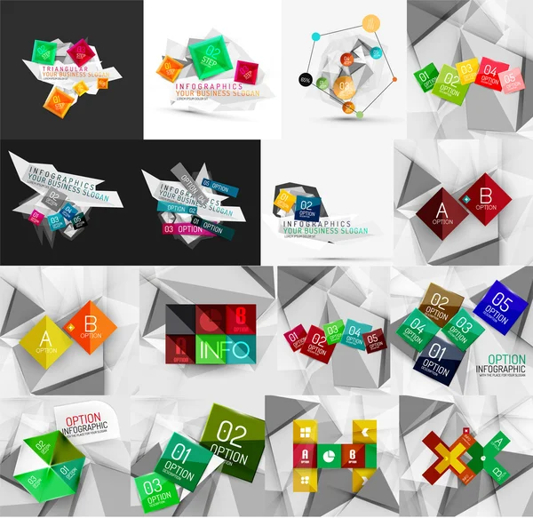 Conjunto de luz, modelos de banner infográfico de opção de design de papel — Vetor de Stock