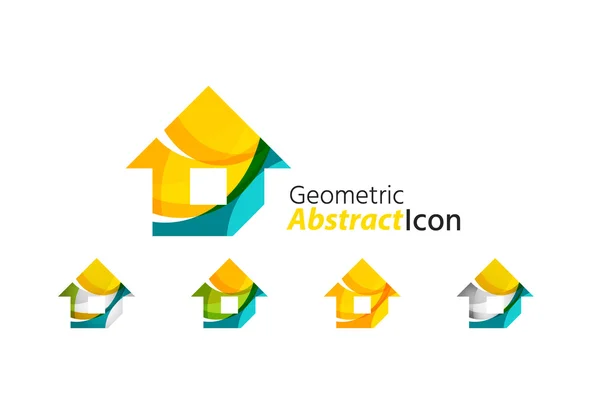 一連の抽象的な幾何学的な会社のロゴの家、家、建物 — ストックベクタ