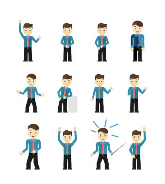 sevimli genç işadamları karakter kümesi üzerinde izole beyaz teşkil etmektedir.