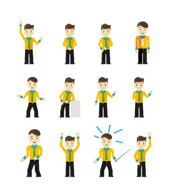 sevimli genç işadamları karakter kümesi üzerinde izole beyaz teşkil etmektedir.