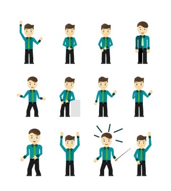 sevimli genç işadamları karakter kümesi üzerinde izole beyaz teşkil etmektedir.